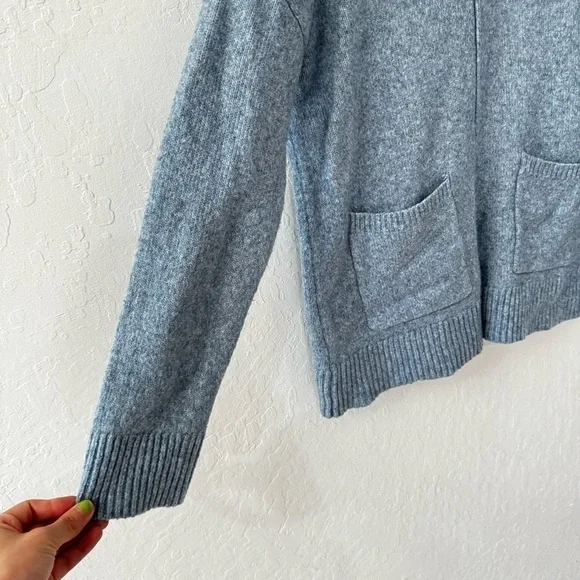 Soft Surroundings Heathered Wool Blue Turtleneck Tunic Sweater Pockets Relaxed S - Picture 3 of 9